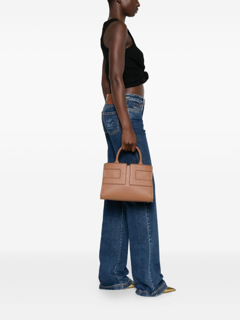 Elisabetta Franchi Rectangular Textured Handbag With Detachable Strap