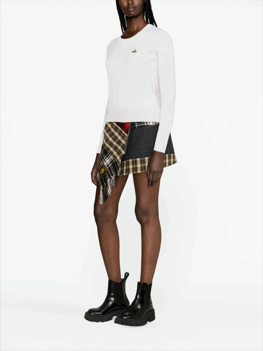 Vivienne Westwood Fitted White Knit Top With Round Neckline