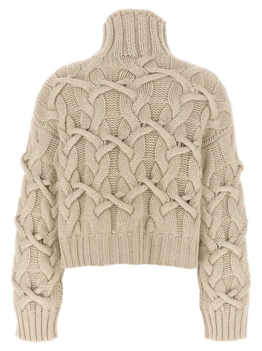 Brunello Cucinelli Braided Cashmere Sweater With High Neck