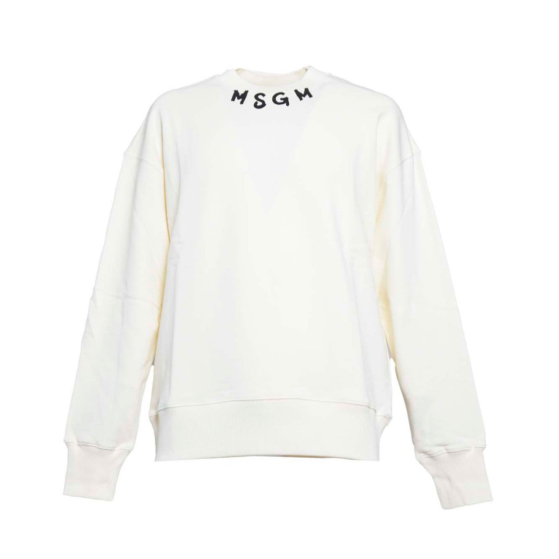 Msgm Cream Cotton Crewneck Sweatshirt