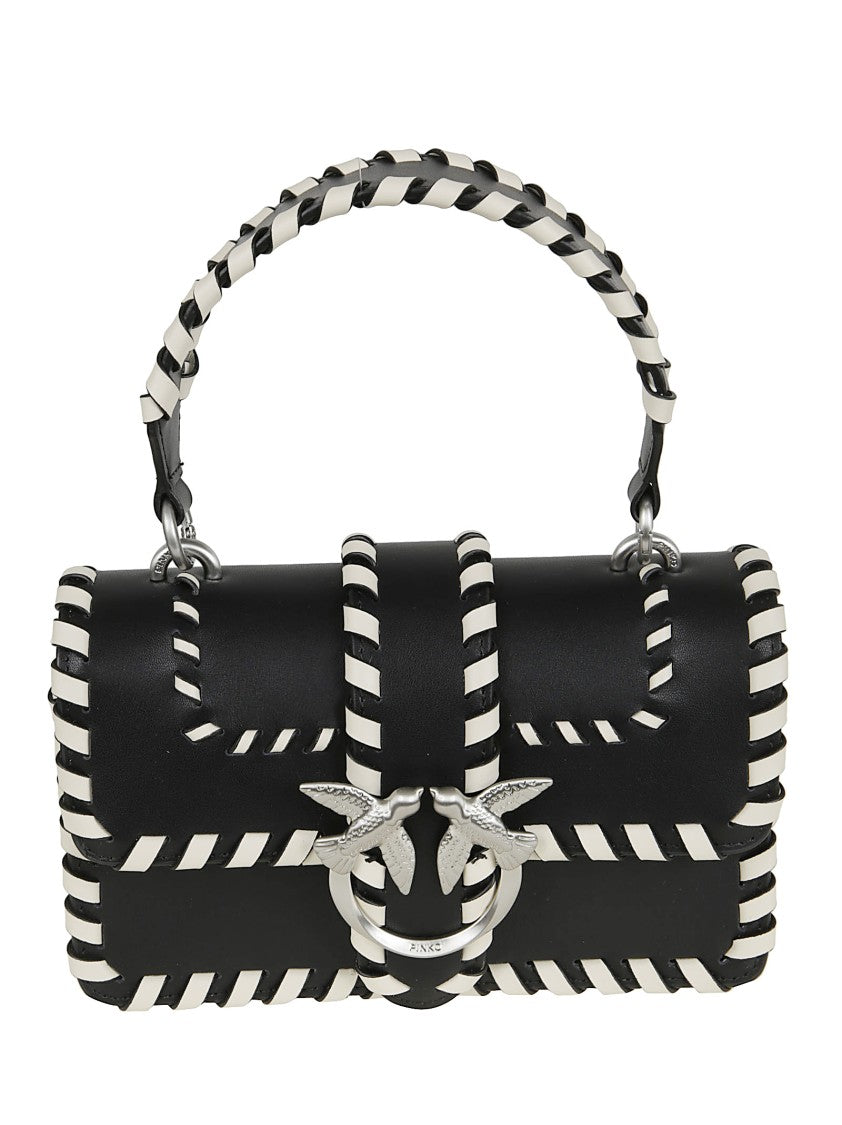 Pinko Rectangular Black Crossbody Bag With Braided Trim