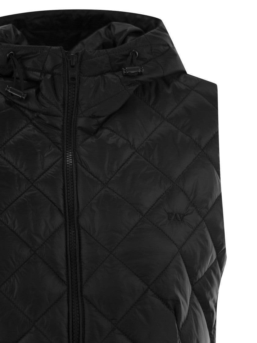 Fay Diamond-Quilted Waistcoat With Adjustable Hood And Embroidery