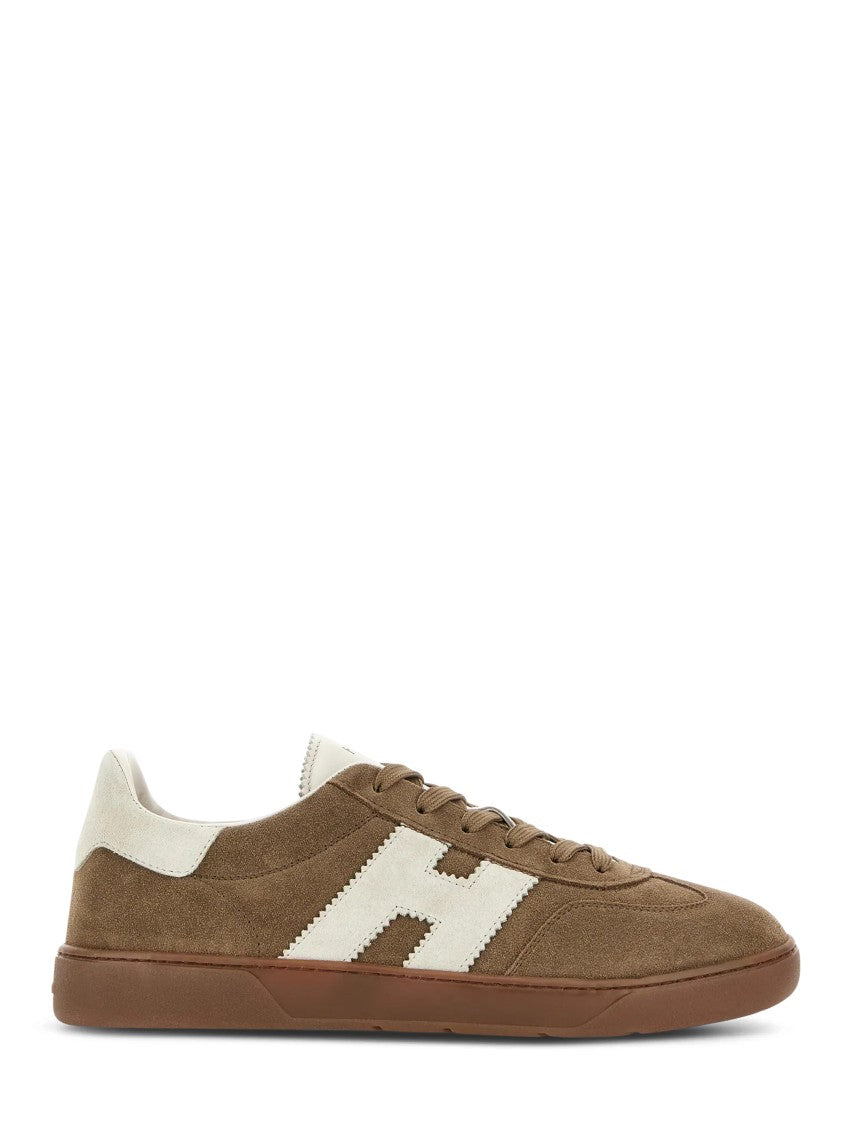 Hogan Beige Suede Sneakers With Logo Stripe