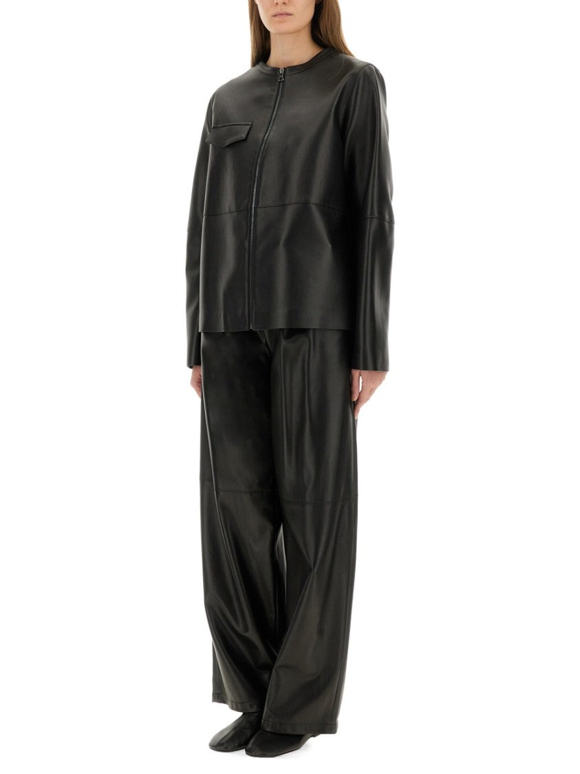 Zona20 Milano Straight-Leg Sheepskin Leather Pants With Structured Waistband