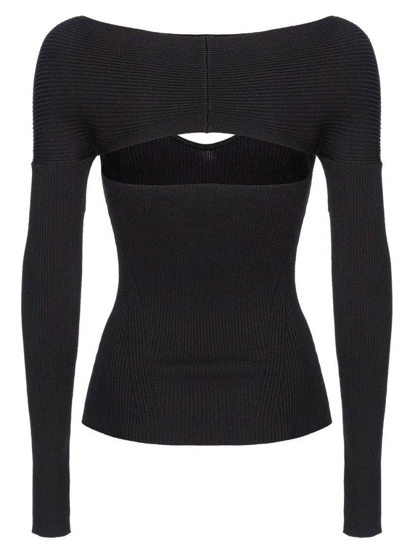 Pinko Cut-Out Ribbed-Knit Sweater