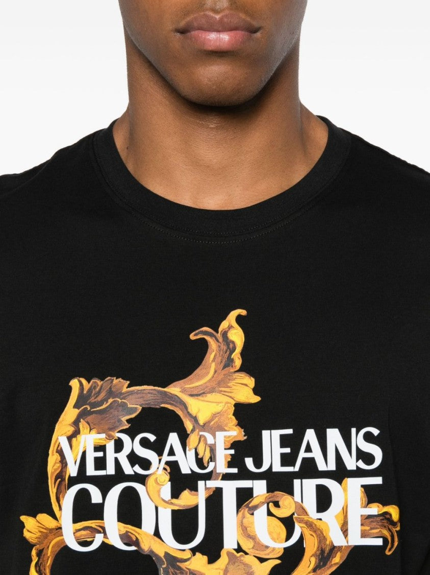 Versace Jeans Couture Black Short-Sleeve T-Shirt With Graphic Print