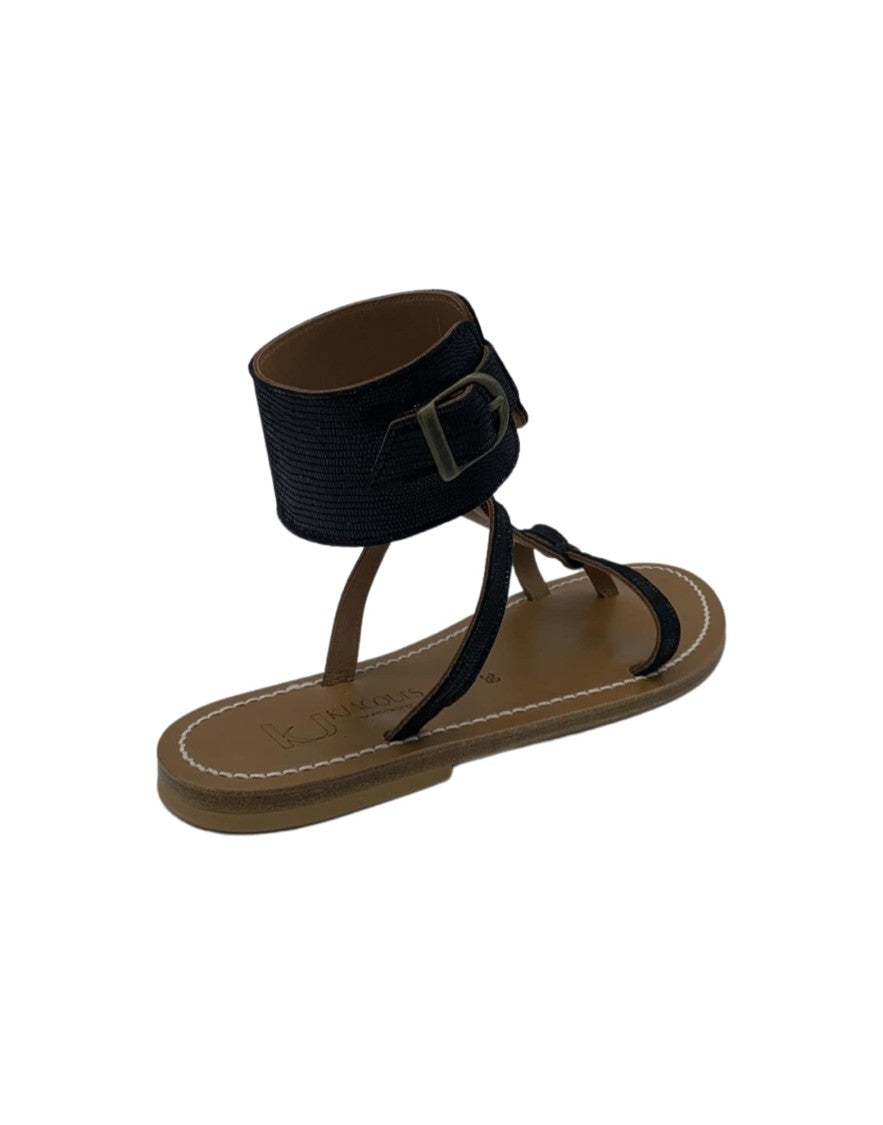 K Jacques St Tropez Black Sandals With Elegant Ankle Strap