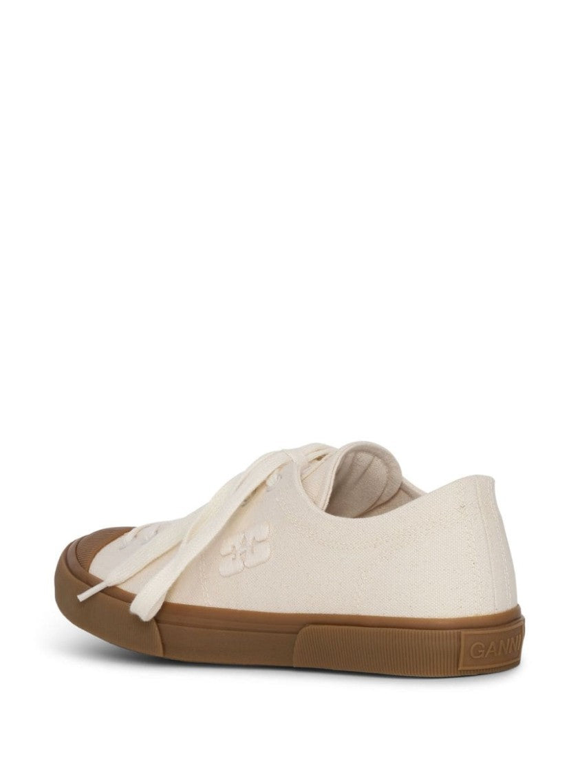 Ganni Logo-Embroidered Organic Cotton Sneakers