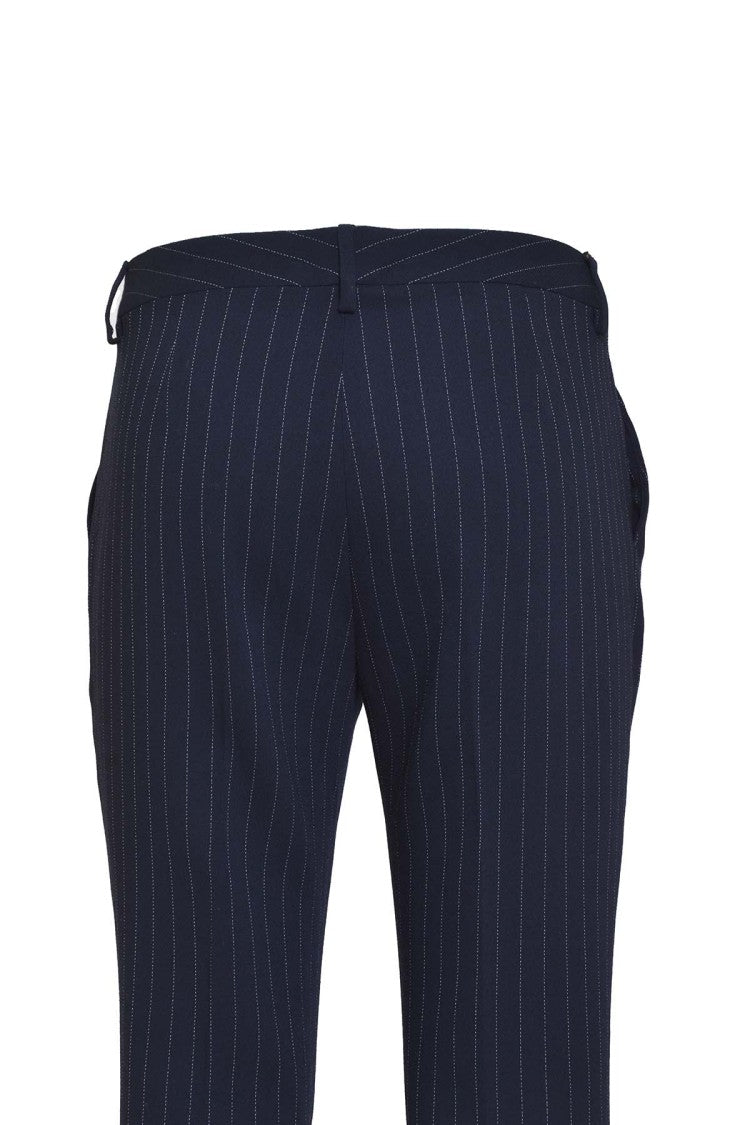Etro Blue Pinstriped Virgin Wool Straight Pants