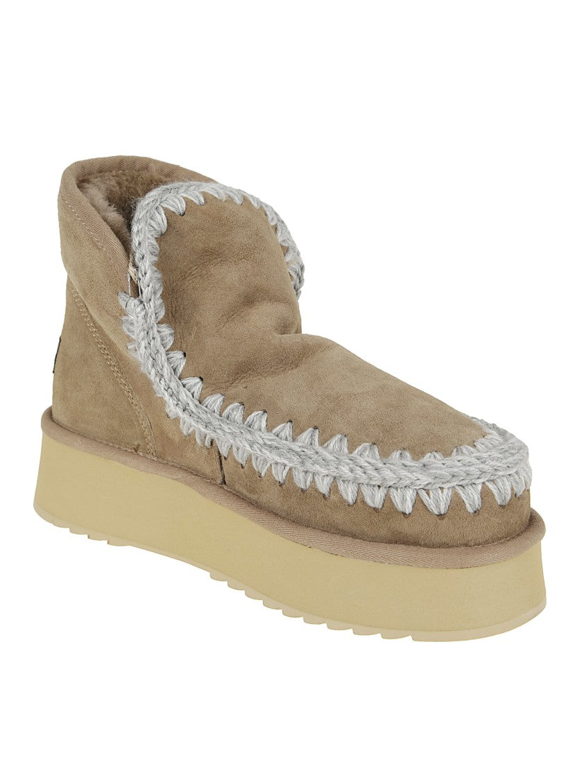Mou Moccasin-Inspired Ankle Boots With Plush Sheep Skin Lining