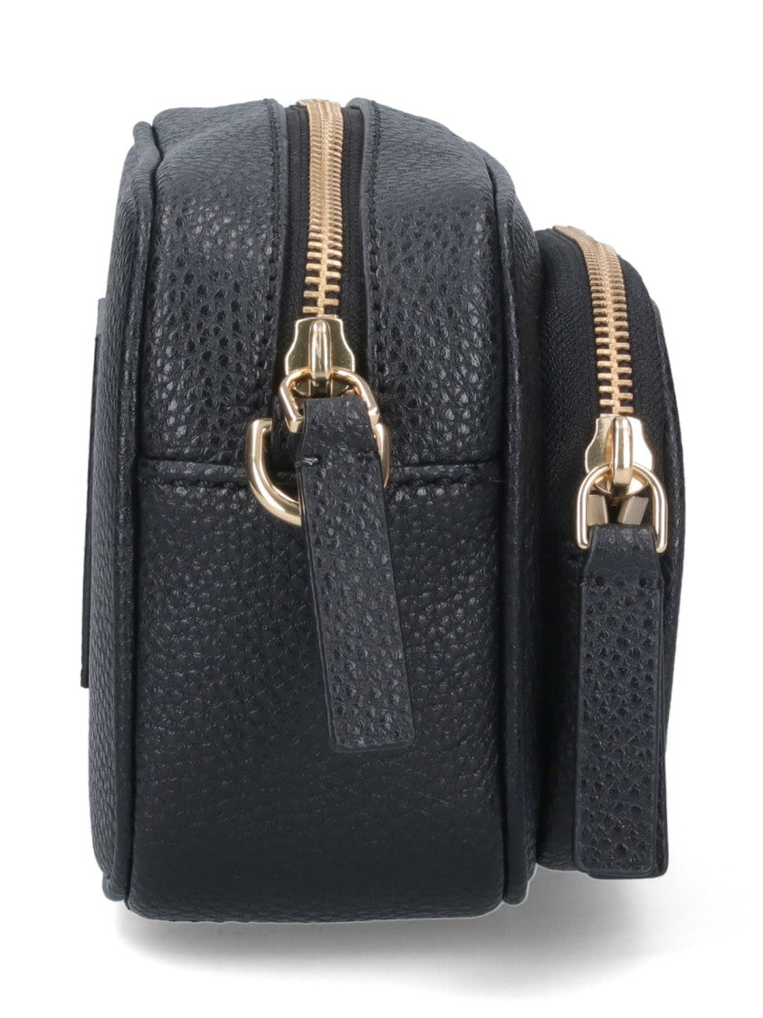 Marc Jacobs Compact Black Leather Crossbody Bag With Gold-Tone Accents