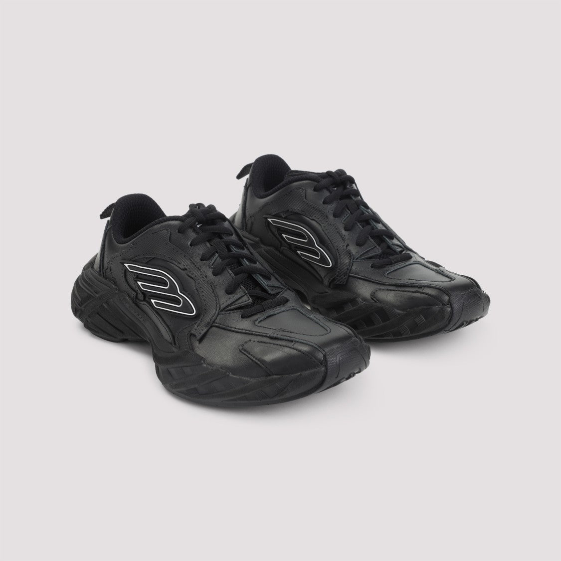 Balenciaga Black Leather Monday Sneakers