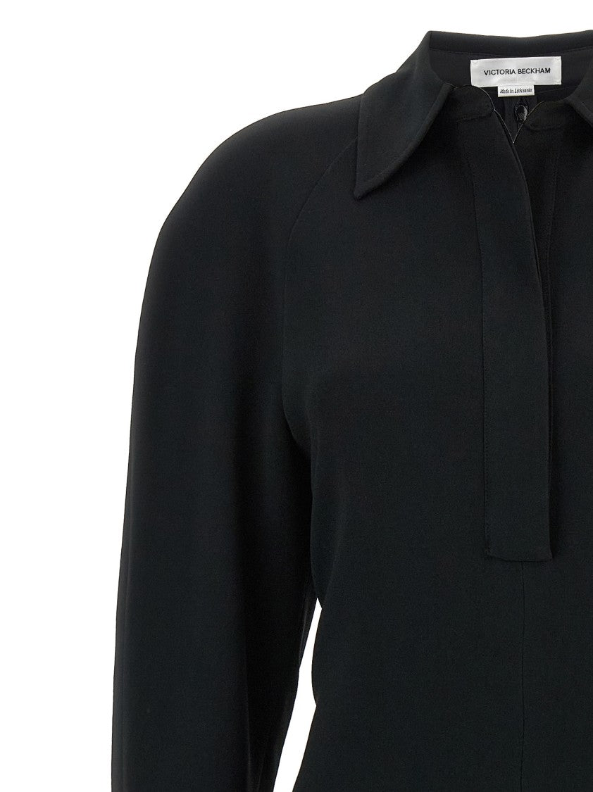 Victoria Beckham Long Sleeve Polo Collar Midi' Dress