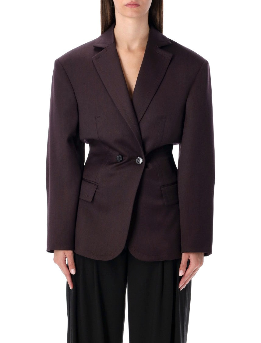 Magda Butrym Db Breast Fitted Blazer Burgundy