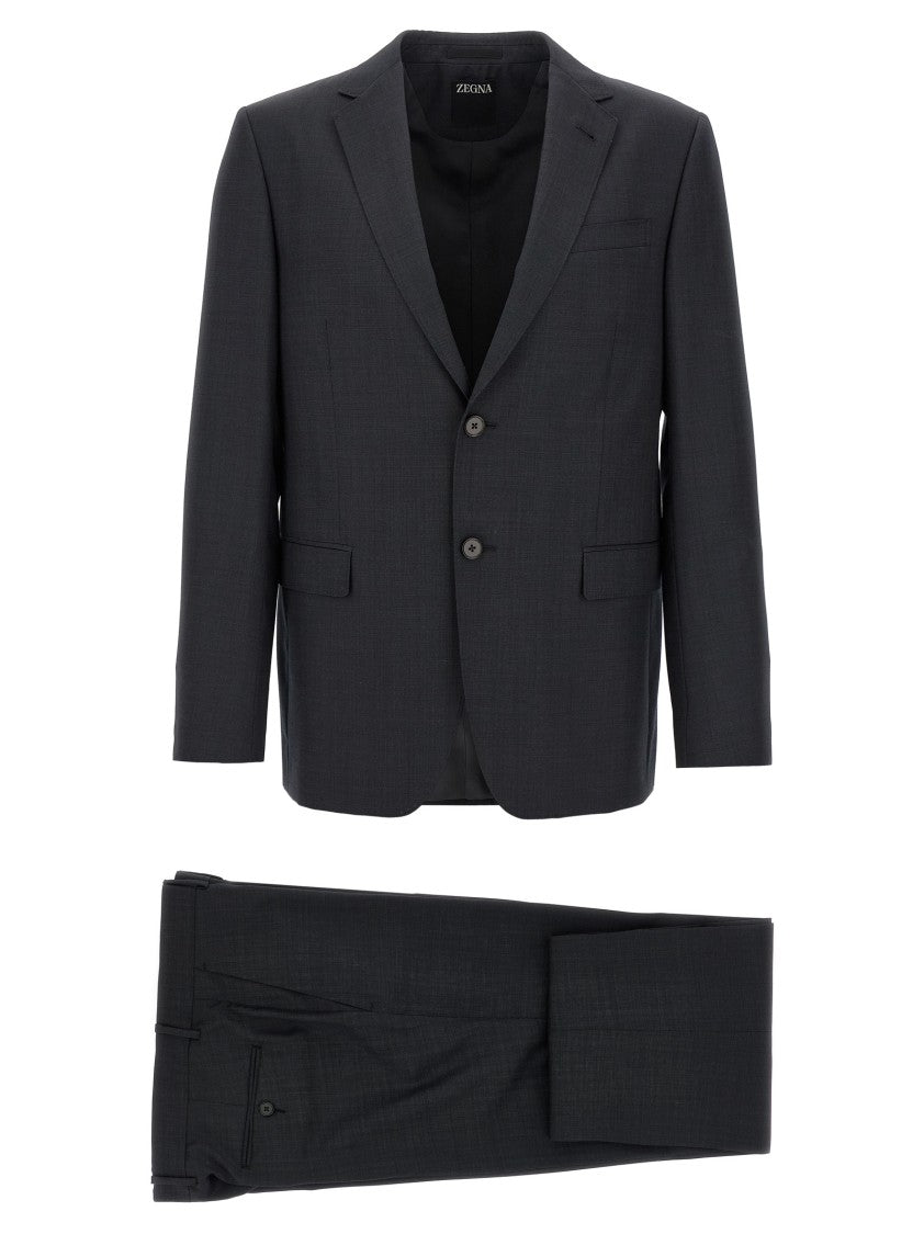 Zegna Grey Wool Suit With Single-Breasted Blazer