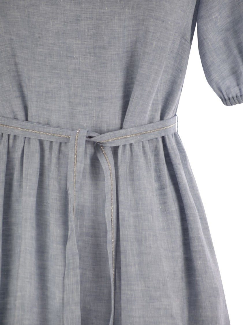 Peserico Long Dress In Pure Linen