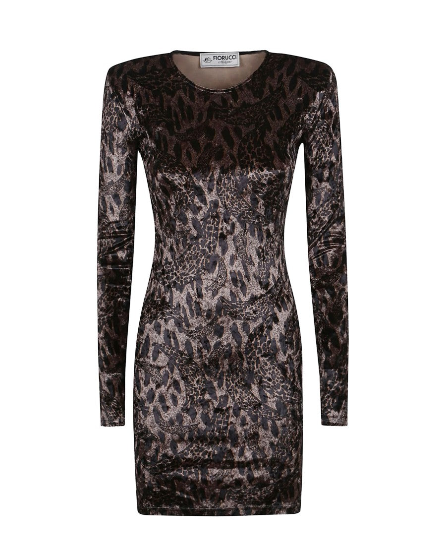 Fiorucci Brown Banimalier Velour Mini Dress