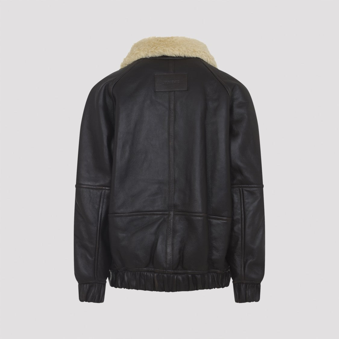 Jacquemus Lamb Leather Jacket With Plush Shearling Collar