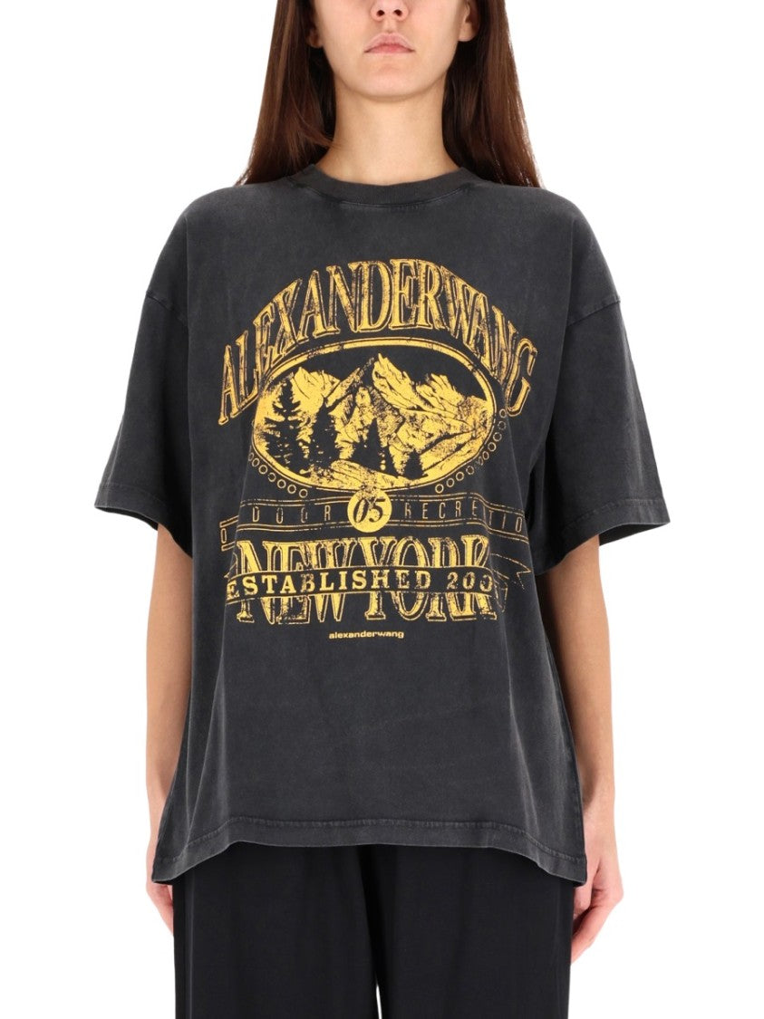 Alexander Wang Relaxed-Fit Black Cotton T-Shirt With Vintage Graphic Print