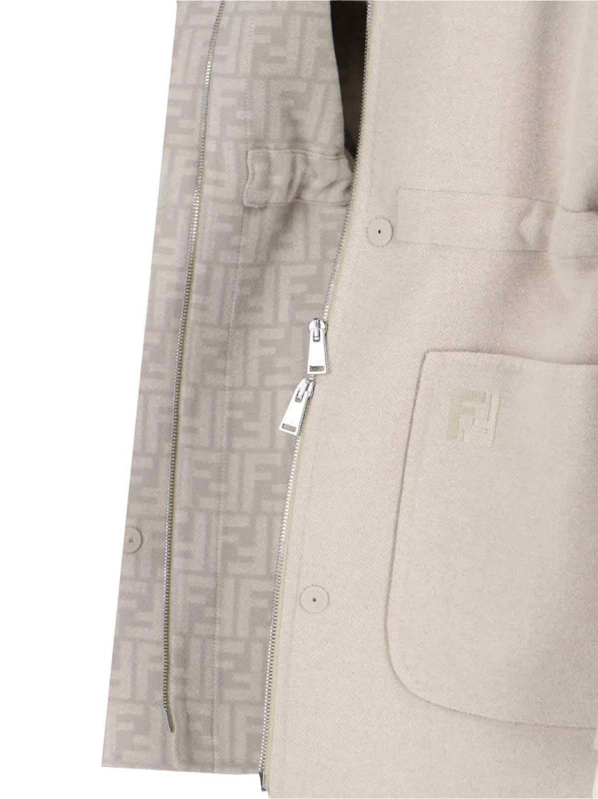 Fendi High-Neck Blouson Jacket – Beige