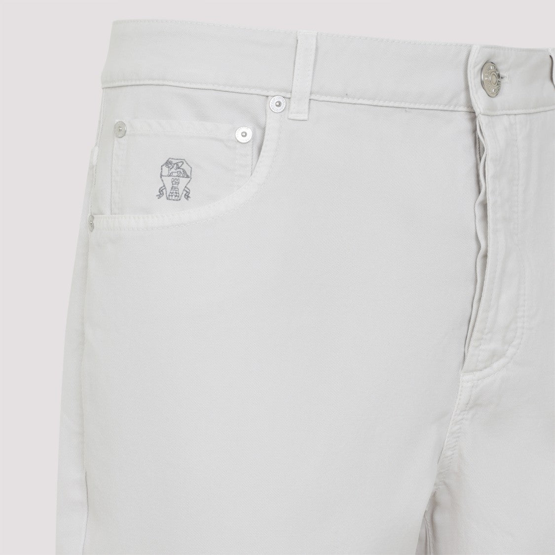 Brunello Cucinelli White Straight-Leg Trousers