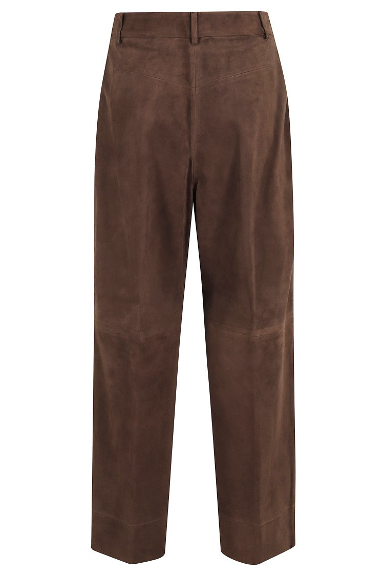 Seventy Brown Leather Pants With Belt Loops