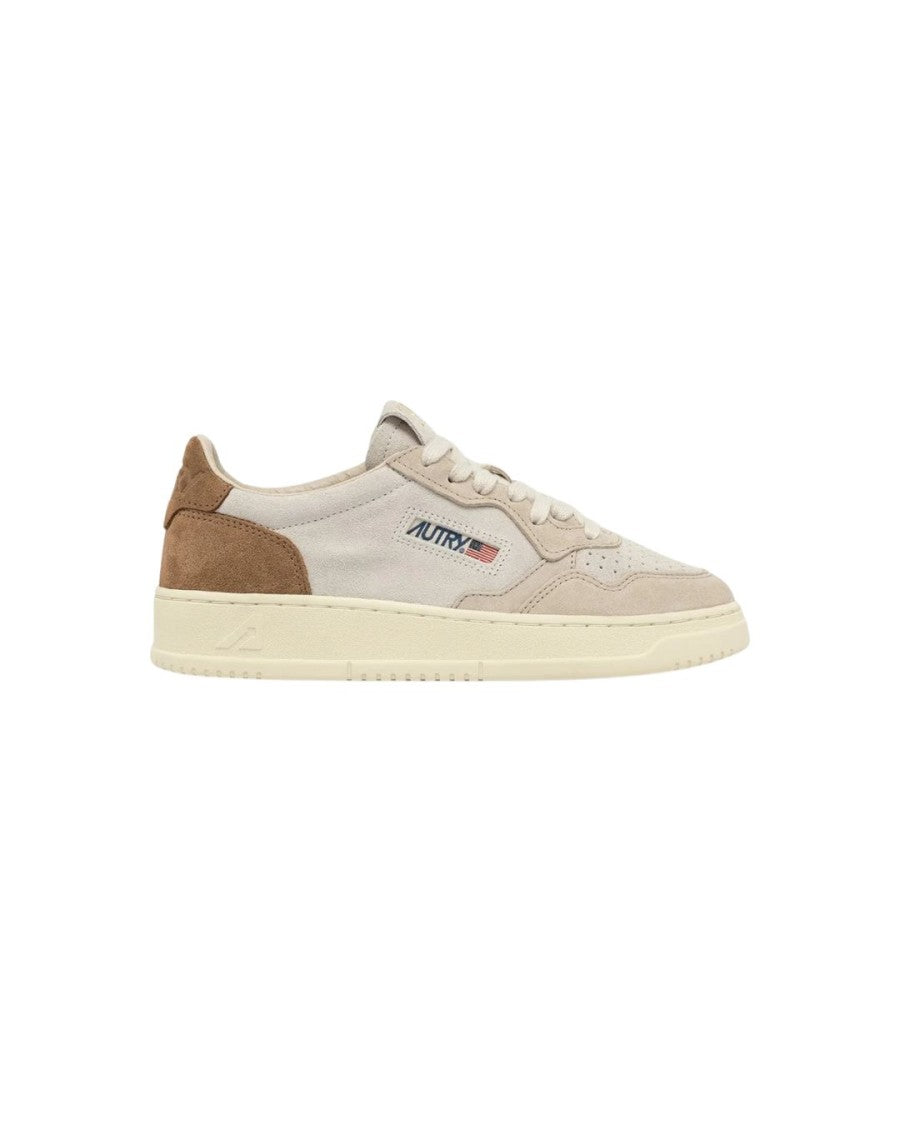 Autry Sneakers Medalist Low Tricolor In Suede Sand/Cigar
