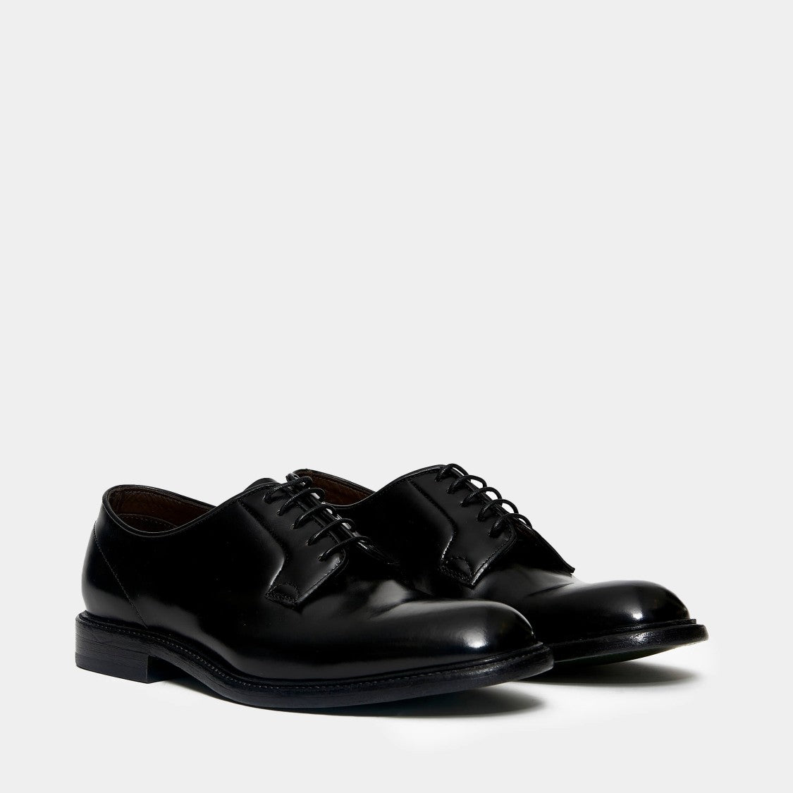 Green George Black Leather Lace-Up