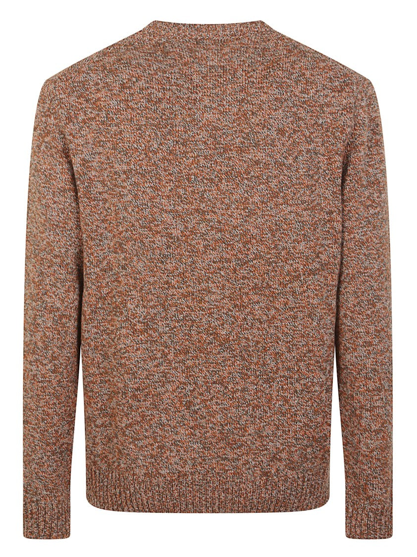 Zanone Olive-Orange Melange Wool Sweater With Ribbed Hem And Cuffs