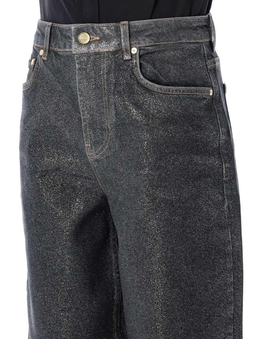 Ganni Loose-Fitting Foil Denim Pants