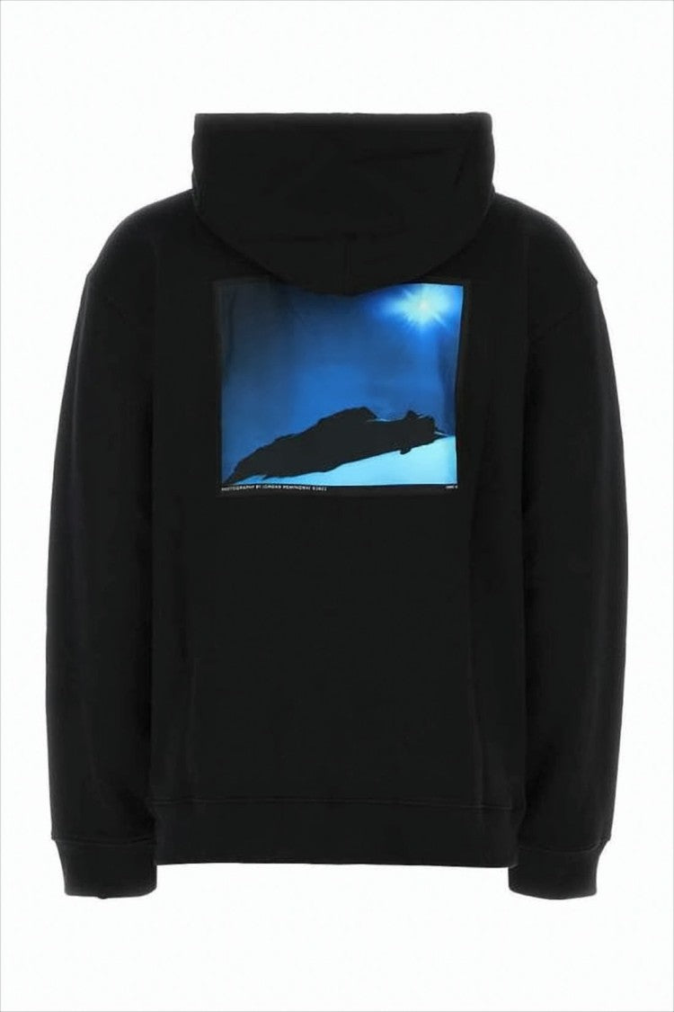 Oamc Classic Black Hoodie With Bold Back Graphic