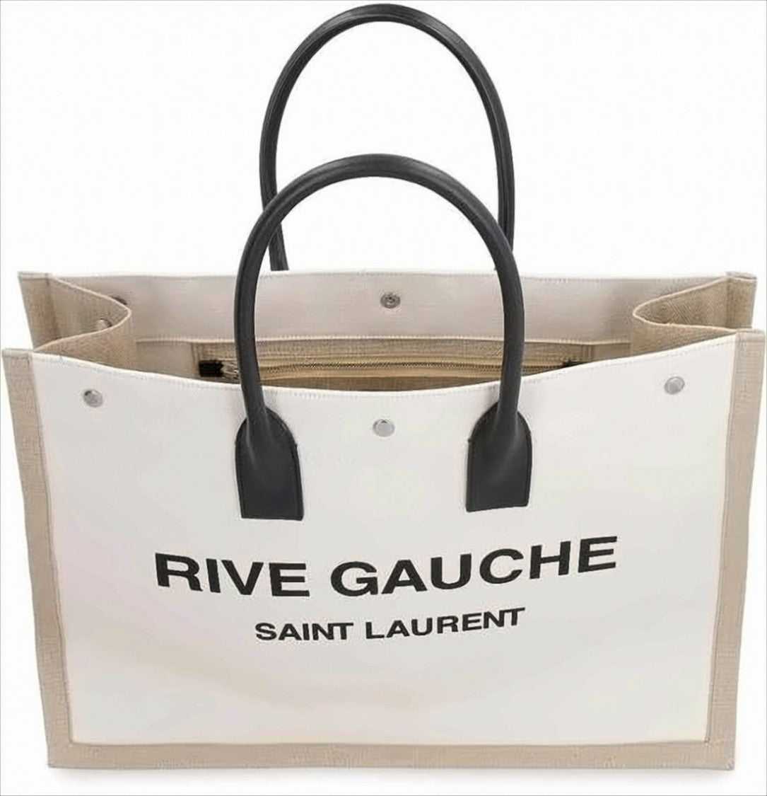 Saint Laurent Spacious Rectangle Tote Bag With Leather Handles