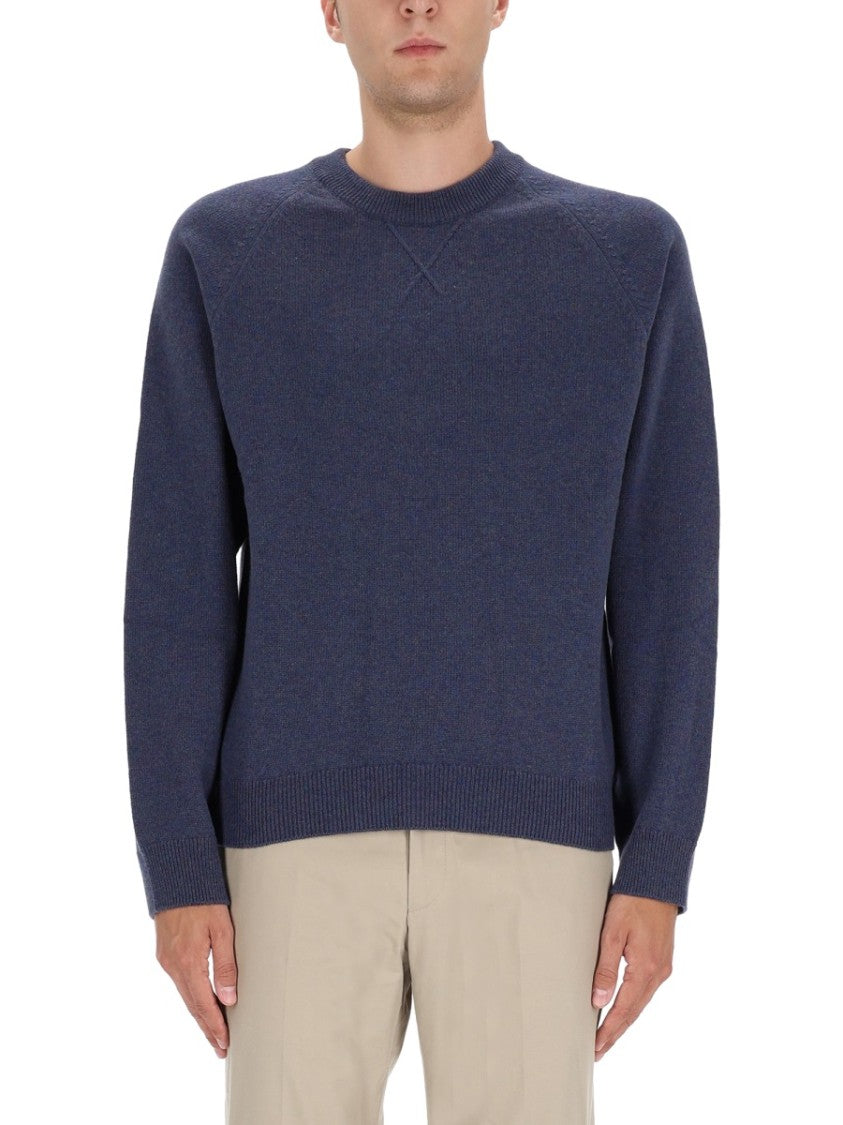 Ps Paul Smith Classic Crew Neck Purple Merino Wool Sweater