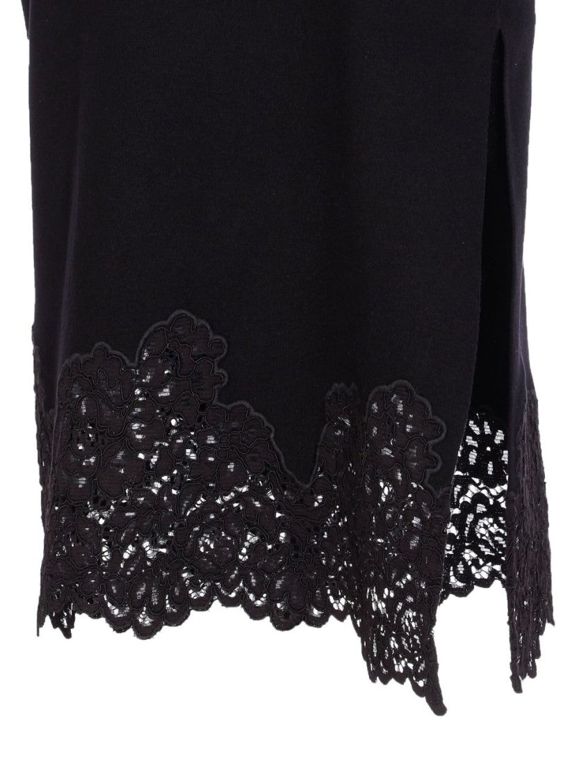 Twin-Set Straight Silhouette Skirt With Lace Trim