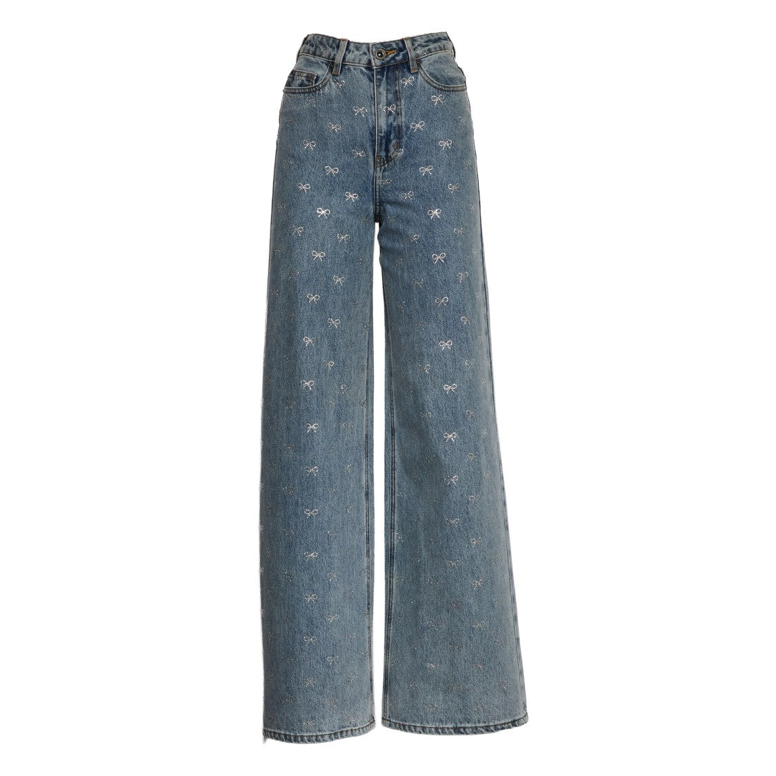 Self-Portrait Light Blu Diamante Bow Jeans
