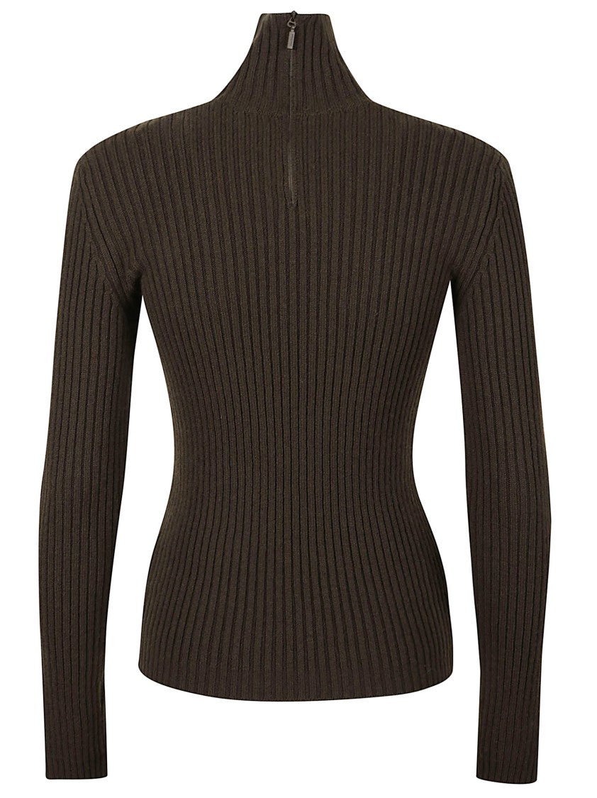 Max Mara Fitted Ribbed Turtleneck Sweater