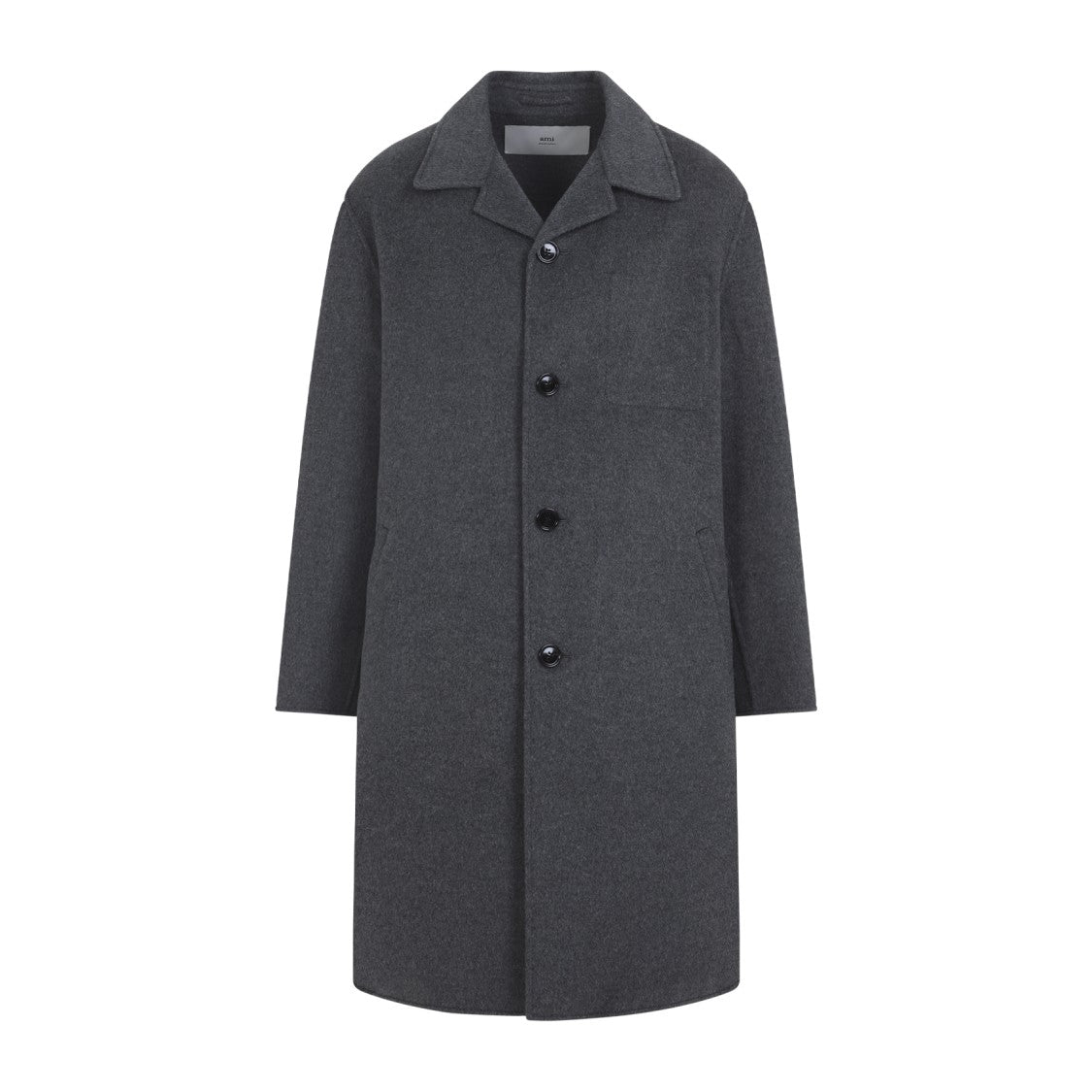 Ami Car Grey Wool Coat