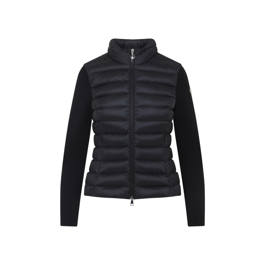Moncler Black Wool Blend Jacket With Quilted Front