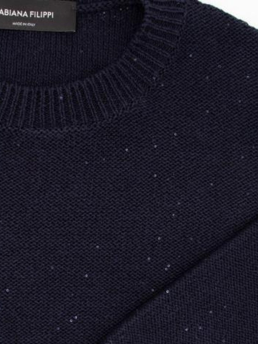 Fabiana Filippi Short-Sleeved Knit Top With Textured Finish And Ribbed Details