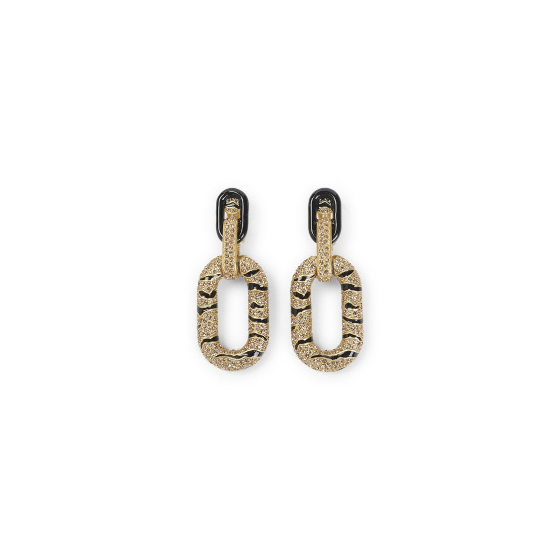 Roberto Cavalli Crystal-Embellished Oval Link Earrings