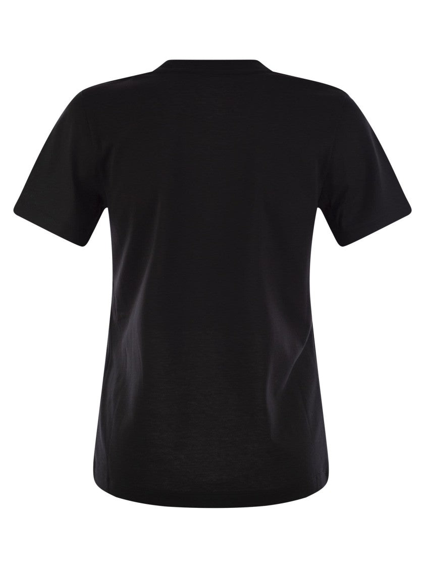 Moncler Cotton Jersey T-Shirt With Crystal Logo Accent