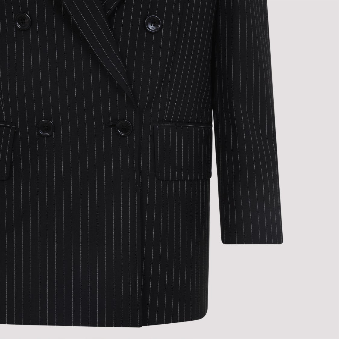 Max Mara Double-Breasted Wool Jacket With Pinstripe Design