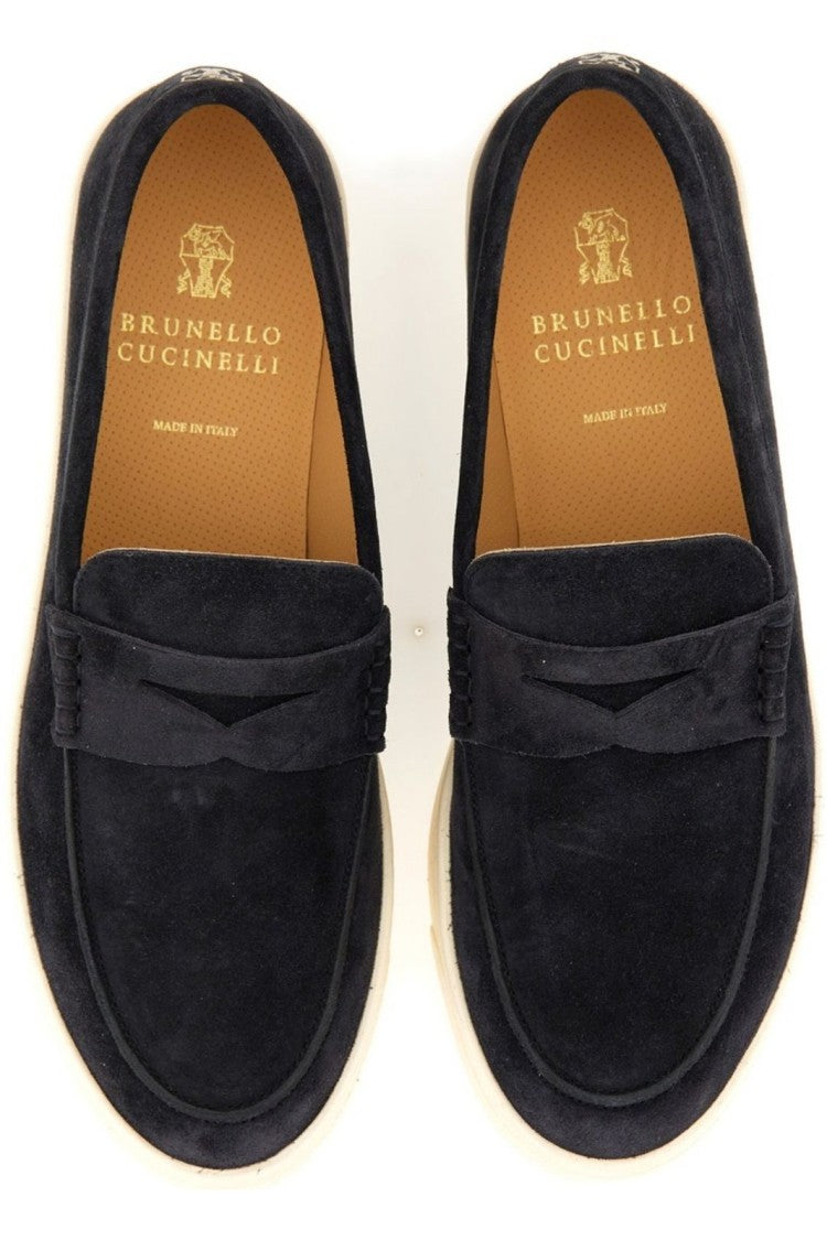 Brunello Cucinelli Suede Loafers With Contrasting Rubber Sole