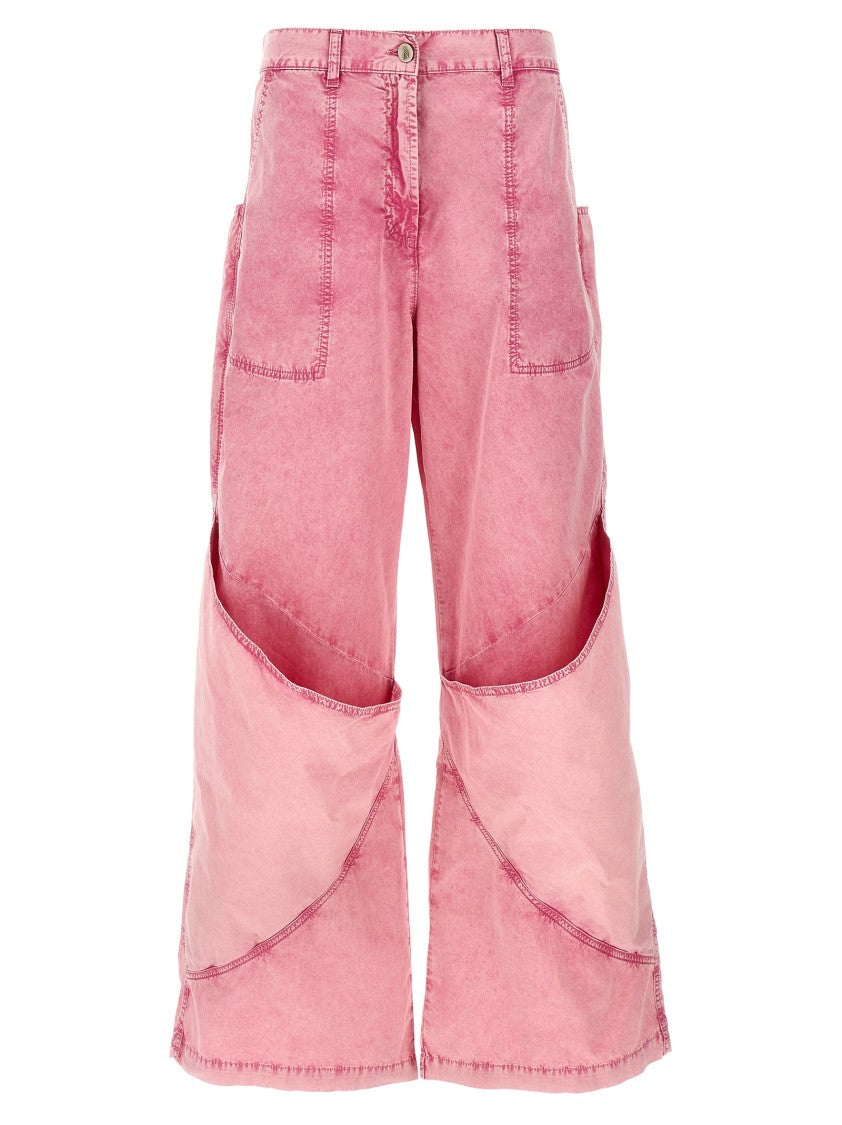 The Attico Washed Cotton Baggy Trousers With Maxi Pockets