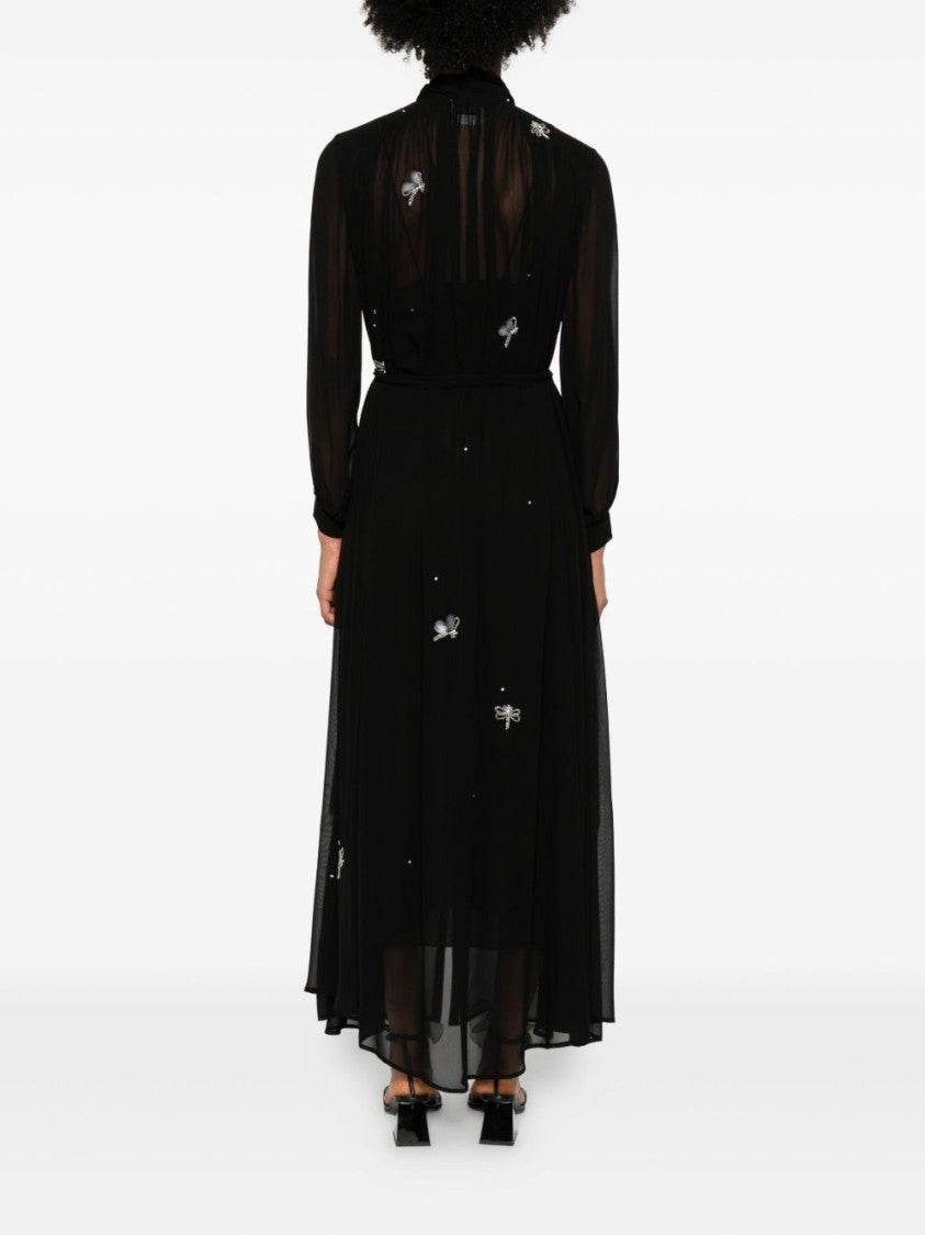 Forte Forte Long Flowy Black Dress With Sheer Sleeves