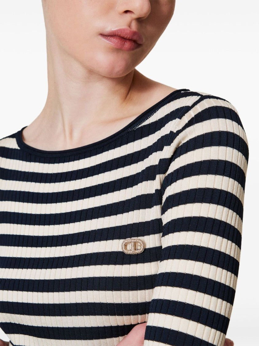 Twin-Set White And Navy Sweaters