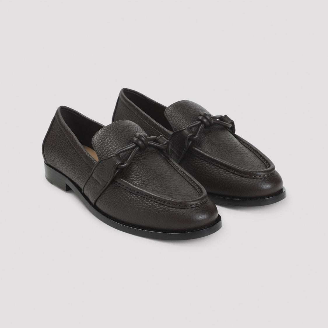 Bottega Veneta Textured Leather Loafers With Knotted Detail
