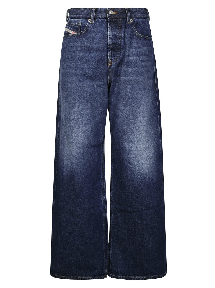 Diesel Wide-Leg High-Waist Denim Jeans With Vintage Wash