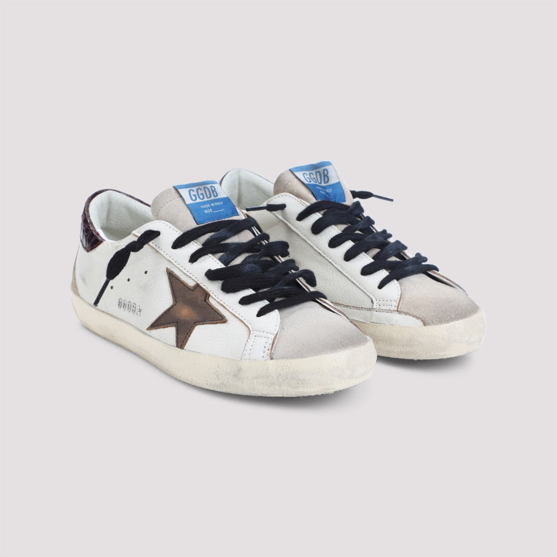 Golden Goose Distressed White Leather Sneakers