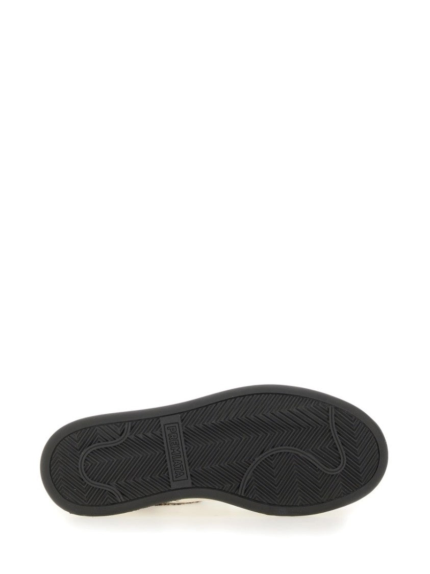 Premiata Low-Top Sneaker With Spotted Animal Print And Textured Sole